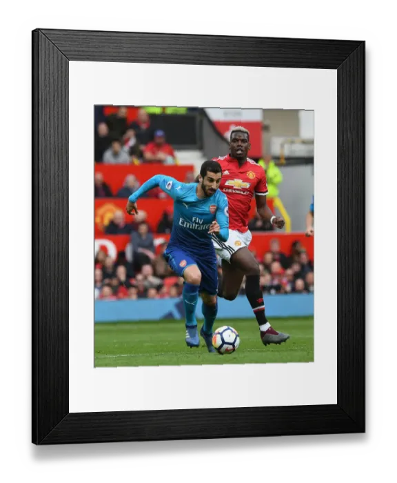 Framed Print : Mkhitaryan vs Pogba: Clash of the Midfield Titans - Manchester United vs Arsenal, Premier League 2017-18