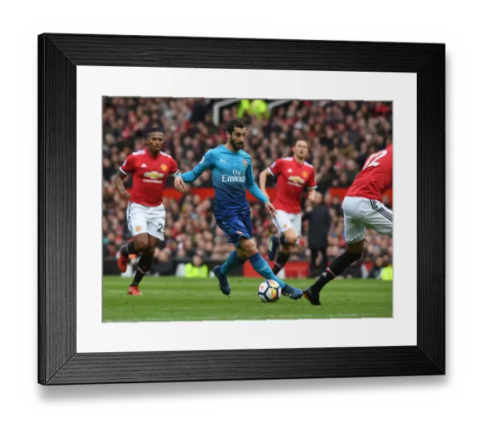 Framed Print : Mkhitaryan's Homecoming: A Premier League Showdown of Former Teammates - Manchester United vs Arsenal (2017-18)