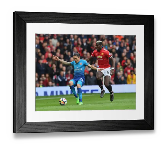 Framed Print : Bellerin vs Pogba: Clash of the Titans - Manchester United vs Arsenal, Premier League 2017-18