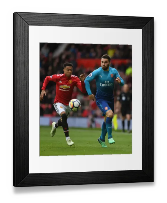 Framed Print : Clash at Old Trafford: Sead Kolasinac vs. Jesse Lingard - Manchester United vs. Arsenal, Premier League 2017-18 Framed Print : Clash at Old Trafford: Sead Kolasinac vs. Jesse Lingard - Manchester United vs. Arsenal, Premier League 2017-18