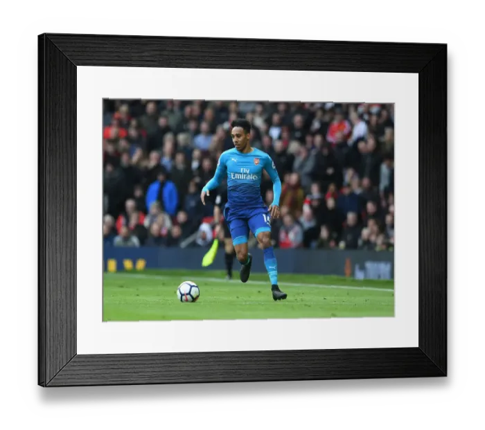 Framed Print : Pierre-Emerick Aubameyang Faces Manchester United: Premier League Showdown (Manchester United v Arsenal 2017-18)