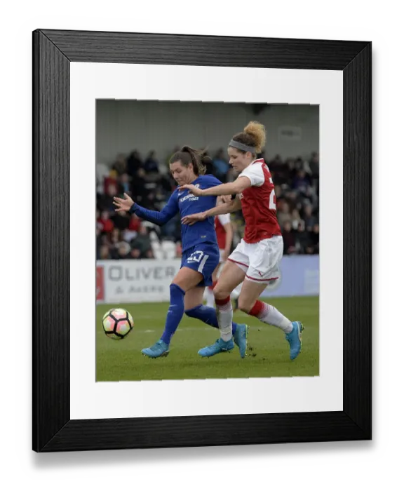 Framed Print : Arsenal Women vs. Chelsea Ladies: WSL Quarterfinals Showdown (1 / 4 / 2018) - Arsenal vs. Chelsea Ladies: Battle in the Womens Super League (2017-18)