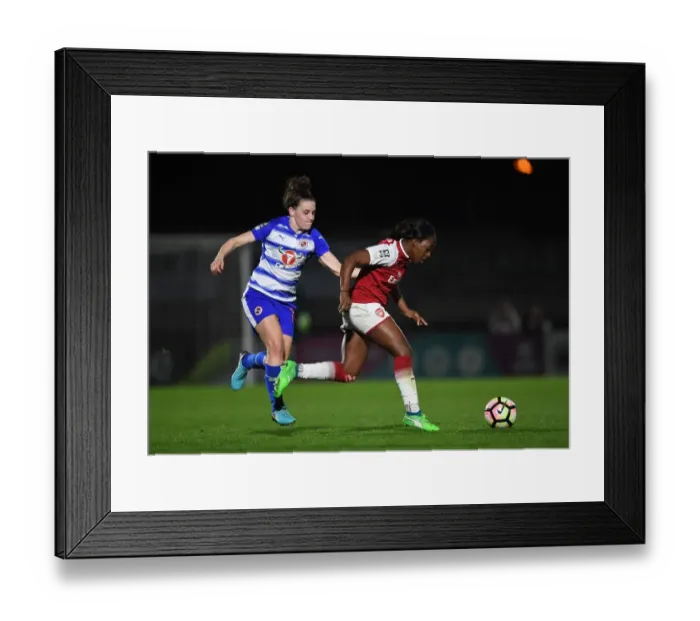 Framed Print : Clash of Stars: Danielle Carter vs. Lauren Bruton - Arsenal Women vs. Reading Ladies Showdown
