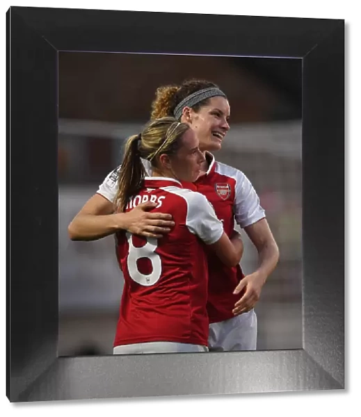 Arsenal Women's Dominique Janssen and Jordan Nobbs Celebrate Goal Against Reading Ladies