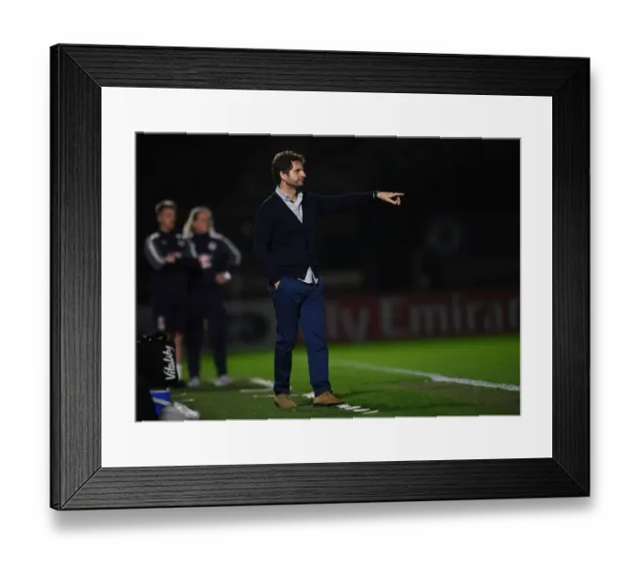 Framed Print : Joe Montemurro Leads Arsenal Women in WSL Action Against Reading Ladies Framed Print : Joe Montemurro Leads Arsenal Women in WSL Action Against Reading Ladies