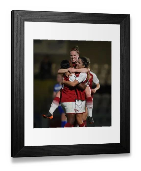 Framed Print : Arsenal Women's Triumph: Van de Donk, Carter, and Little's Euphoric Goal Celebration - Arsenal FC Framed Print : Arsenal Women's Triumph: Van de Donk, Carter, and Little's Euphoric Goal Celebration - Arsenal FC