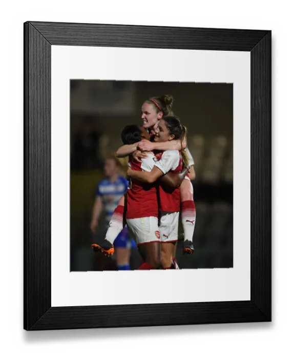 Framed Print : Arsenal Women's Triumph: Van de Donk, Carter, and Little Celebrate Goals Against Reading Framed Print : Arsenal Women's Triumph: Van de Donk, Carter, and Little Celebrate Goals Against Reading