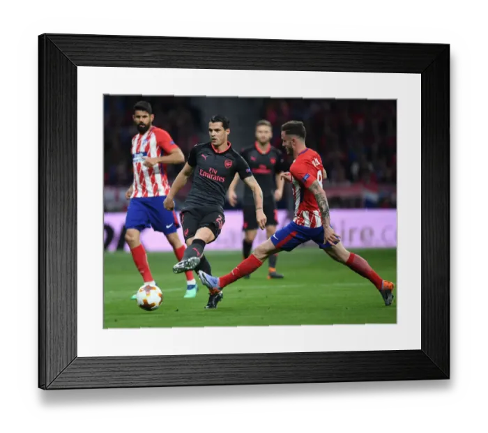 Framed Print : Xhaka vs Saul: Battle in the Europa League Semi-Final