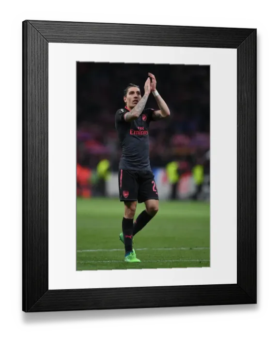 Framed Print : Hector Bellerin Celebrates with Arsenal Fans after Europa League Semi-Final Showdown vs Atletico Madrid