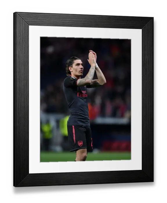 Framed Print : Hector Bellerin Celebrates Europa League Victory with Arsenal Fans: Atletico Madrid vs Arsenal (2017-18)