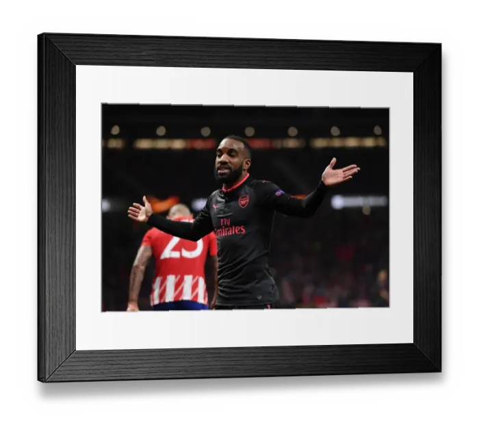 Framed Print : Alexandre Lacazette in Action: Arsenal vs Atletico Madrid, UEFA Europa League Semi-Final