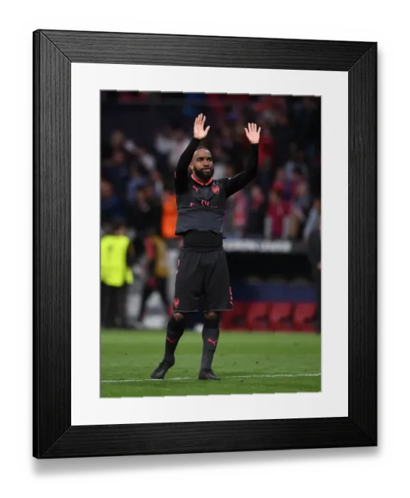 Framed Print : Alexandre Lacazette's Emotional Reaction: Atletico Madrid vs. Arsenal, UEFA Europa League Semi-Final (2017-18)