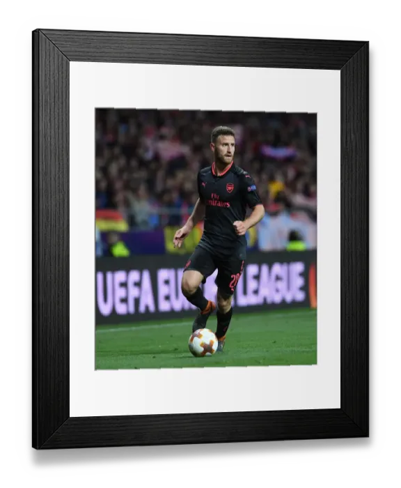 Framed Print : Shkodran Mustafi Focused in Arsenal's Europa League Semi-Final Showdown against Atletico Madrid Framed Print : Shkodran Mustafi Focused in Arsenal's Europa League Semi-Final Showdown against Atletico Madrid