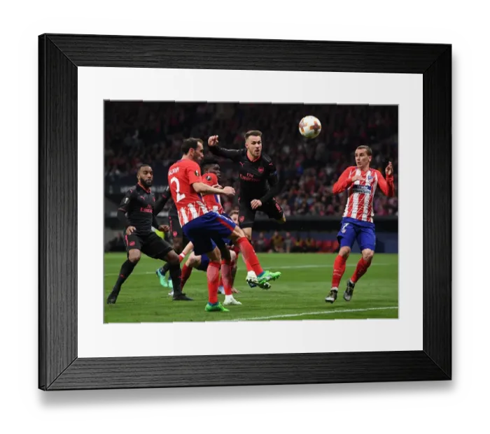 Framed Print : Clash of Titans: Ramsey vs Godin-Griezmann - Arsenal vs Atletico Madrid, UEFA Europa League Semi-Final Framed Print : Clash of Titans: Ramsey vs Godin-Griezmann - Arsenal vs Atletico Madrid, UEFA Europa League Semi-Final