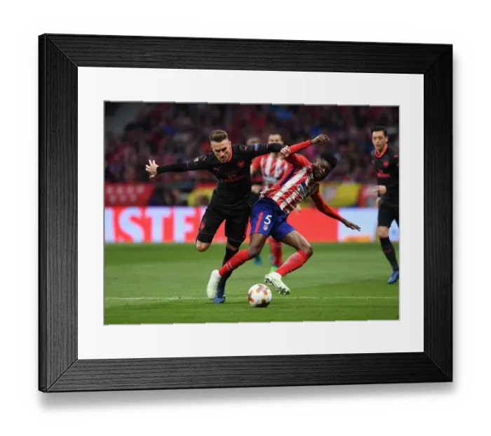 Framed Print : Clash of Midfield Titans: Ramsey vs. Partey - Arsenal vs. Atletico Madrid, UEFA Europa League Semi-Final Framed Print : Clash of Midfield Titans: Ramsey vs. Partey - Arsenal vs. Atletico Madrid, UEFA Europa League Semi-Final