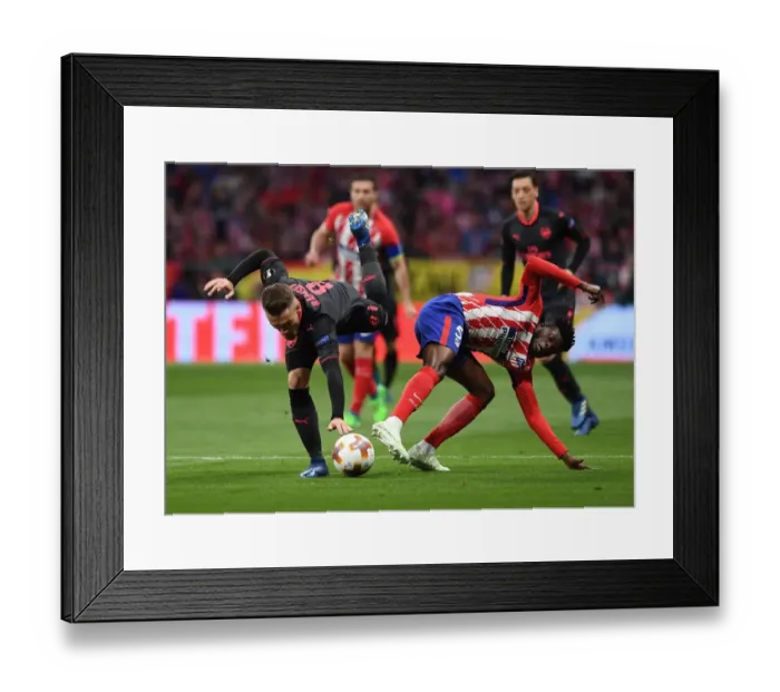 Framed Print : Clash of Midfield Titans: Ramsey vs. Partey - Arsenal vs. Atletico Madrid, UEFA Europa League Semi-Final Framed Print : Clash of Midfield Titans: Ramsey vs. Partey - Arsenal vs. Atletico Madrid, UEFA Europa League Semi-Final