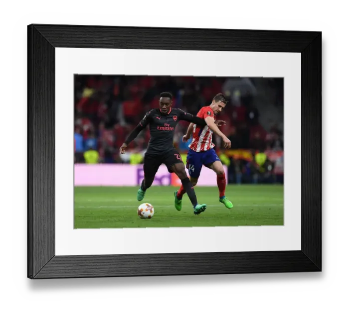 Framed Print : Danny Welbeck vs. Gabi: A Battle in the UEFA Europa League Semi-Final Between Atletico Madrid and Arsenal FC Framed Print : Danny Welbeck vs. Gabi: A Battle in the UEFA Europa League Semi-Final Between Atletico Madrid and Arsenal FC