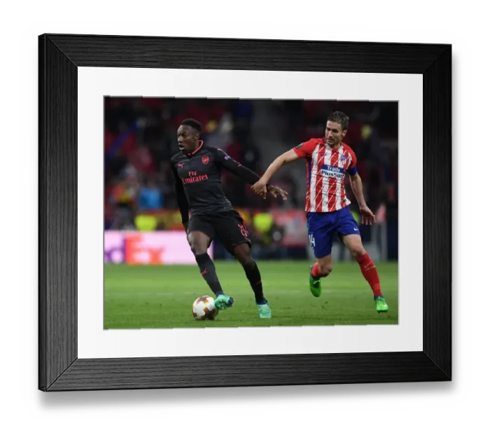 Framed Print : Danny Welbeck vs. Gabi: A Battle in the Arsenal-Atletico Madrid UEFA Europa League Semi-Final