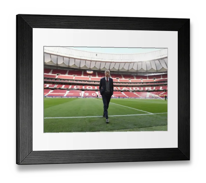 Framed Print : Arsene Wenger Scouting Atletico Madrid Pitch Ahead of Arsenal Match, 2018
