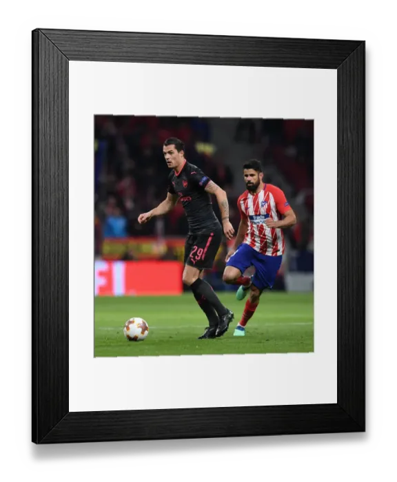 Framed Print : Xhaka vs Costa: Battle in the Europa League Semi-Final
