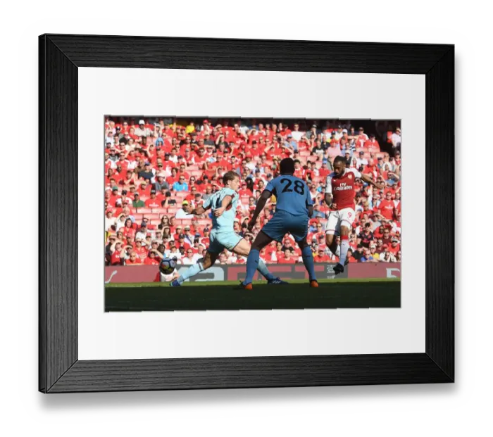 Framed Print : Alex Lacazette Scores Past Nick Pope: Arsenal's Victory Over Burnley (2017-18)