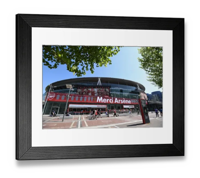 Framed Print : Arsene's Legacy: Emirates Stadium Banner Ahead of Arsenal vs Burnley