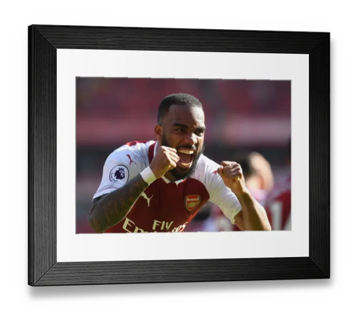 Framed Print : Alexandre Lacazette Scores Arsenal's Second Goal Against Burnley: Celebrating at Emirates Stadium (2017-18) Framed Print : Alexandre Lacazette Scores Arsenal's Second Goal Against Burnley: Celebrating at Emirates Stadium (2017-18)