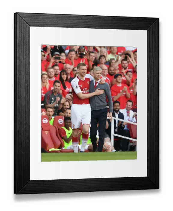 Framed Print : Mertesacker's Emotional Farewell Hug: Wenger's Last Match as Arsenal Manager (2018) Framed Print : Mertesacker's Emotional Farewell Hug: Wenger's Last Match as Arsenal Manager (2018)