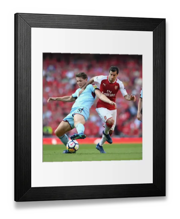 Framed Print : Arsenal's Mkhitaryan Clashes with Burnley's Tarkowski in Intense Premier League Showdown