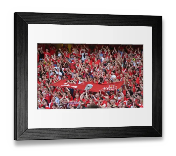 Framed Print : Arsenal Fans Pay Tribute to Arsene Wenger with Banner at Emirates Stadium (Arsenal v Burnley, 2018)