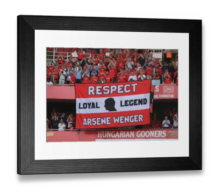 Framed Print : Arsenal Fans Honor Arsene Wenger with Banner at Emirates Stadium (2018)