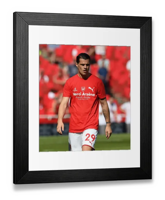 Framed Print : Granit Xhaka Prepares for Arsenal's Clash Against Burnley (2017-18)