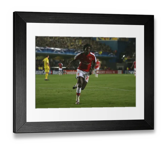 Framed Print : Emmauel Adebayor celebrates scoring the Arsenal goal Framed Print : Emmauel Adebayor celebrates scoring the Arsenal goal