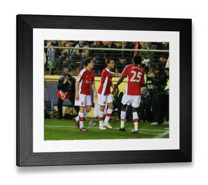 Framed Print : Emmauel Adebayor celebrates scoring the Arsenal goal Framed Print : Emmauel Adebayor celebrates scoring the Arsenal goal