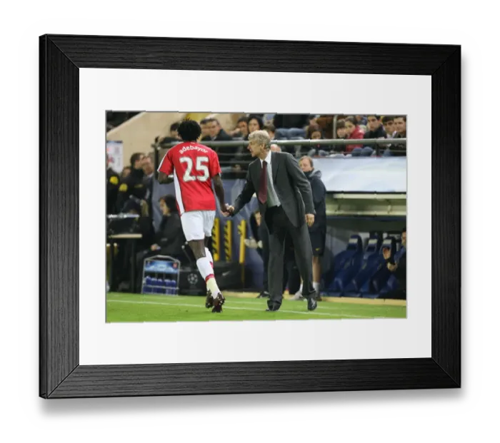 Framed Print : Emmauel Adebayor celebrates scoring the Arsenal goal Framed Print : Emmauel Adebayor celebrates scoring the Arsenal goal