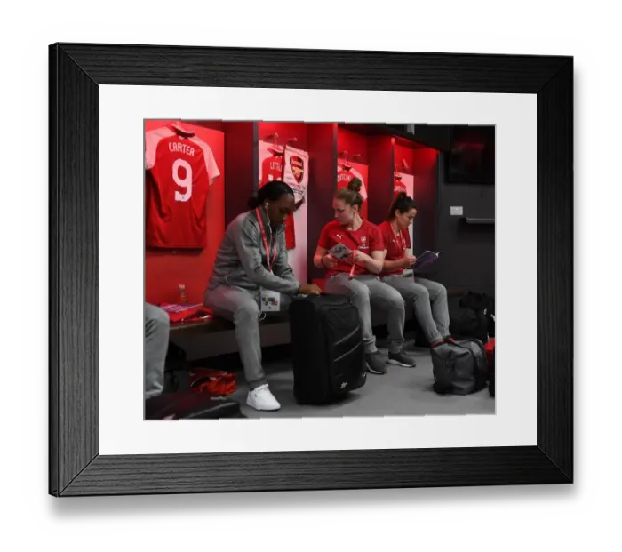 Framed Print : Arsenal Women's Stars Carter, Little, and Mitchell Before FA Cup Final Against Chelsea Framed Print : Arsenal Women's Stars Carter, Little, and Mitchell Before FA Cup Final Against Chelsea