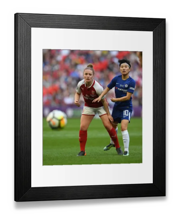 Framed Print : Arsenal Women vs. Chelsea Ladies FA Cup Final: A Battle of Midfield Maestros - Kim Little vs. Ji So-yun