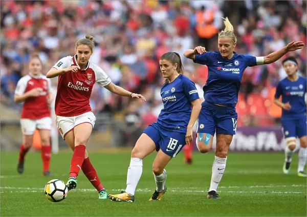 Arsenal's Vivianne Miedema Faces Off Against Chelsea's Katie Chapman and Maren Mjelde in FA Cup Final Showdown