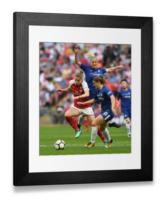 Framed Print : Arsenal's Vivianne Miedema Goes Head-to-Head with Chelsea's Katie Chapman and Maren Mjelde in FA Cup Final Showdown