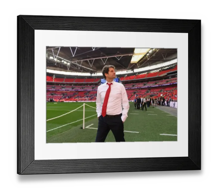 Framed Print : Joe Montemurro, Arsenal Women's Manager, Scouts Wembley FA Cup Final Pitch (vs Chelsea Ladies, 2018) Framed Print : Joe Montemurro, Arsenal Women's Manager, Scouts Wembley FA Cup Final Pitch (vs Chelsea Ladies, 2018)