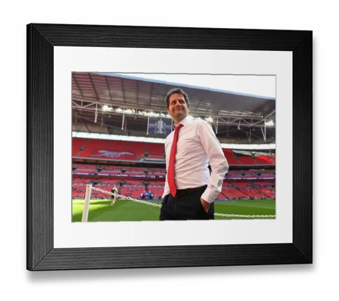 Framed Print : Joe Montemurro Scouting Wembley FA Cup Final Pitch: Arsenal Women's Manager Prepares for Showdown against Chelsea Ladies (2018)