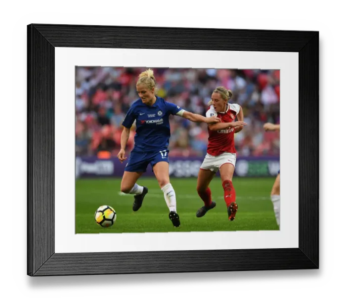 Framed Print : Battling for FA Cup Victory: Nobbs vs. Chapman, Arsenal Women vs. Chelsea Ladies
