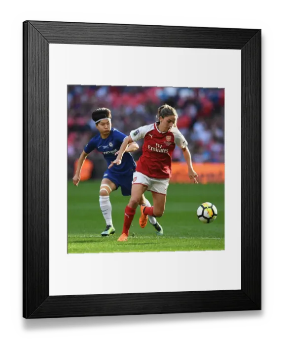 Framed Print : Arsenal's Danielle van de Donk Clashes with Chelsea's Ji So-yun in FA Cup Final Showdown