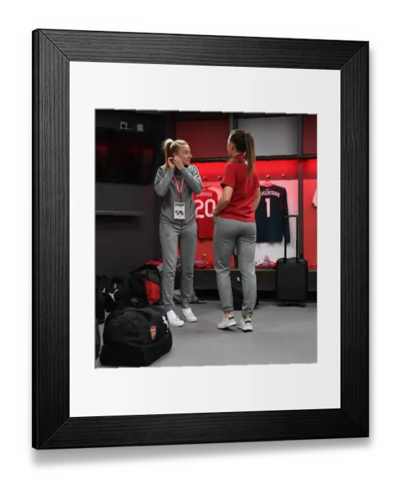 Framed Print : Arsenal Women's Stars Leah Williamson and Katie McCabe Ahead of FA Cup Final Showdown Against Chelsea Ladies Framed Print : Arsenal Women's Stars Leah Williamson and Katie McCabe Ahead of FA Cup Final Showdown Against Chelsea Ladies