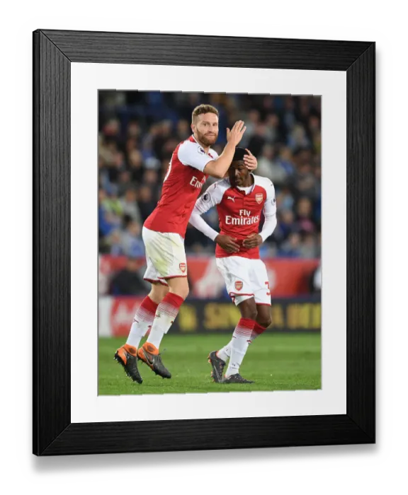 Framed Print : Celebrating the Goal: Mustafi and Maitland-Niles of Arsenal