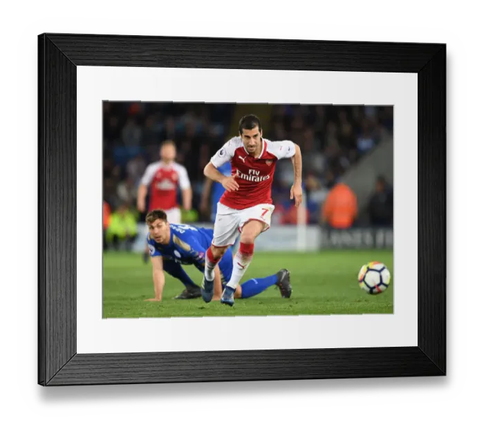 Framed Print : Mkhitaryan Outmaneuvers Dragovic: Leicester vs Arsenal, Premier League Showdown Framed Print : Mkhitaryan Outmaneuvers Dragovic: Leicester vs Arsenal, Premier League Showdown
