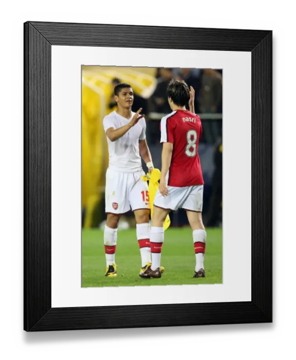 Framed Print : Denilson and Smir Nasri (Arsenal) at the end of the match Framed Print : Denilson and Smir Nasri (Arsenal) at the end of the match