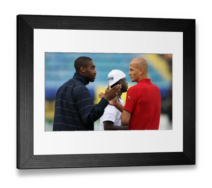 Framed Print : Johan Djourou (Arsenal) Pascal Cygan (Villarreal) Framed Print : Johan Djourou (Arsenal) Pascal Cygan (Villarreal)