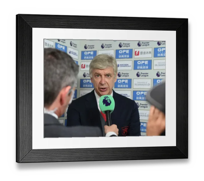 Framed Print : Arsene Wenger - Pre-Match Interview, Huddersfield Town vs Arsenal (2017-18) Framed Print : Arsene Wenger - Pre-Match Interview, Huddersfield Town vs Arsenal (2017-18)