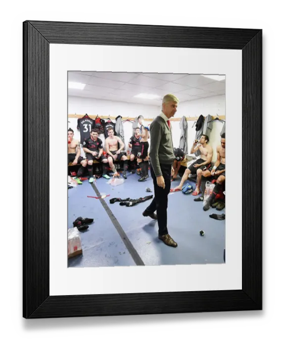 Framed Print : Arsene Wenger: Last Reflections in the Arsenal Changing Room (Huddersfield Town, 2018)